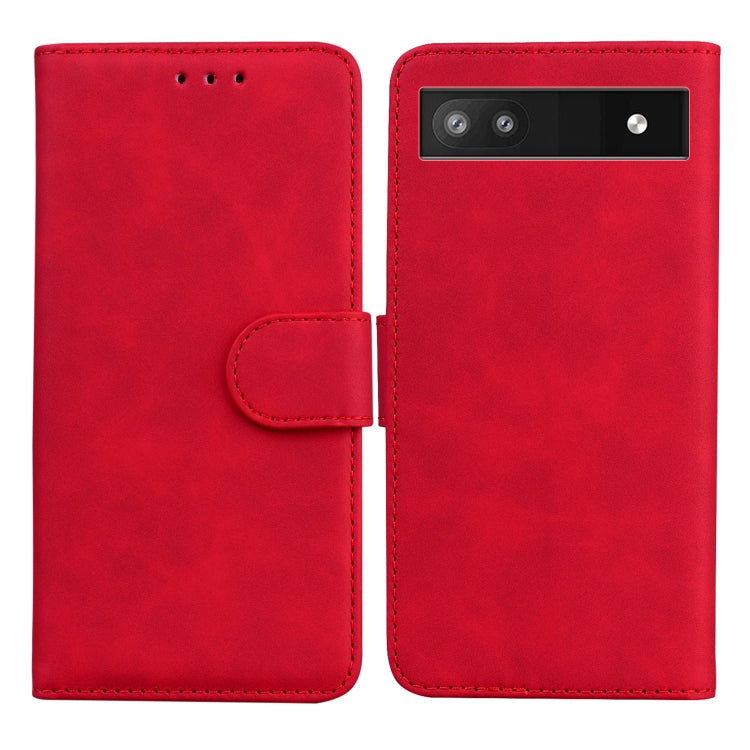 For Google Pixel 6a Skin Feel Pure Color Flip Leather Phone Case