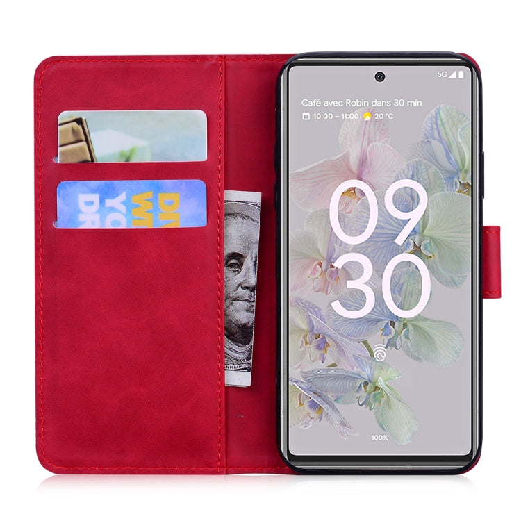For Google Pixel 6a Skin Feel Pure Color Flip Leather Phone Case