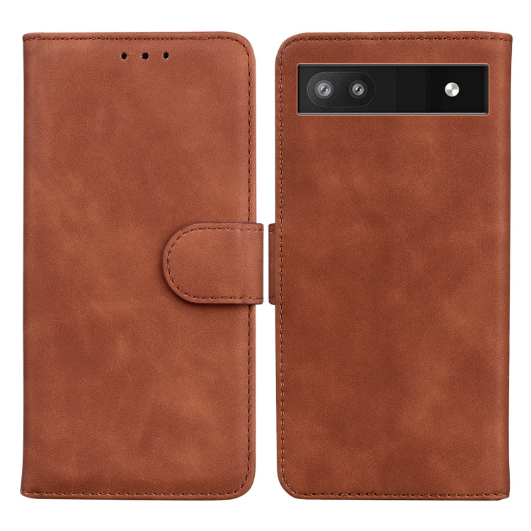 For Google Pixel 6a Skin Feel Pure Color Flip Leather Phone Case