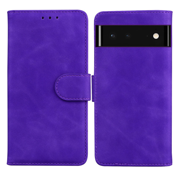 For Google Pixel 6 Skin Feel Pure Color Flip Leather Phone Case