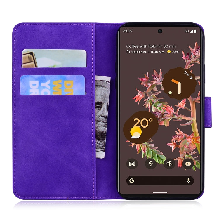For Google Pixel 6 Skin Feel Pure Color Flip Leather Phone Case