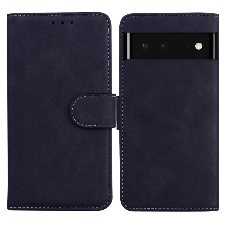 For Google Pixel 6 Skin Feel Pure Color Flip Leather Phone Case