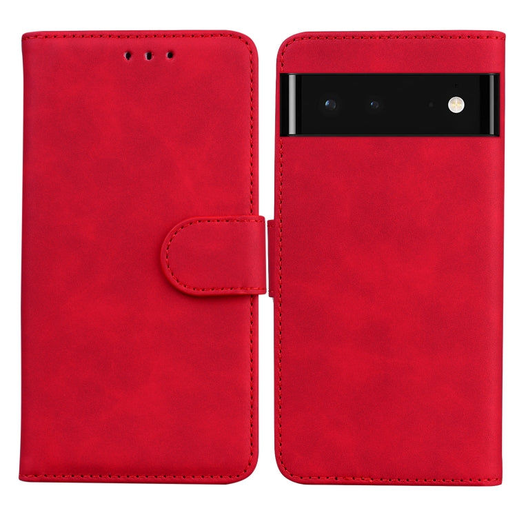 For Google Pixel 6 Skin Feel Pure Color Flip Leather Phone Case