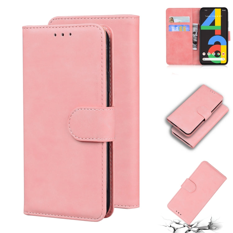 For Google Pixel 4a 4G Skin Feel Pure Color Flip Leather Phone Case