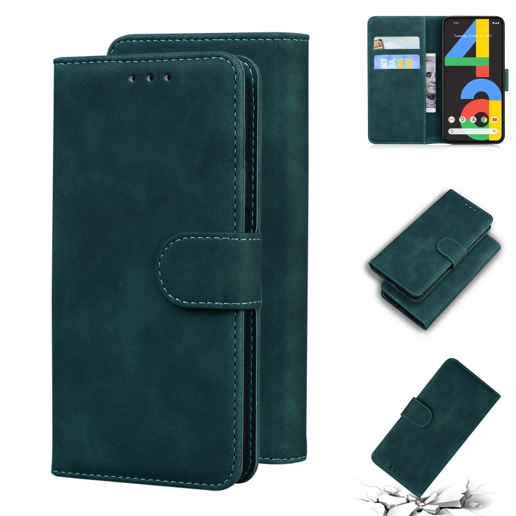 For Google Pixel 4a 4G Skin Feel Pure Color Flip Leather Phone Case