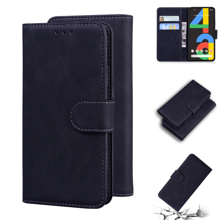 For Google Pixel 4a 4G Skin Feel Pure Color Flip Leather Phone Case