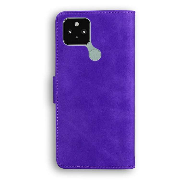 For Google Pixel 5 Skin Feel Pure Color Flip Leather Phone Case