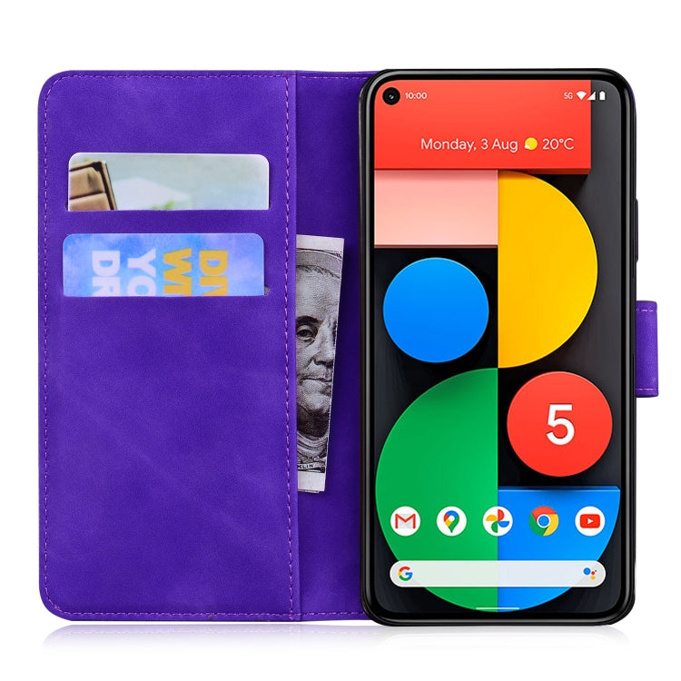 For Google Pixel 5 Skin Feel Pure Color Flip Leather Phone Case