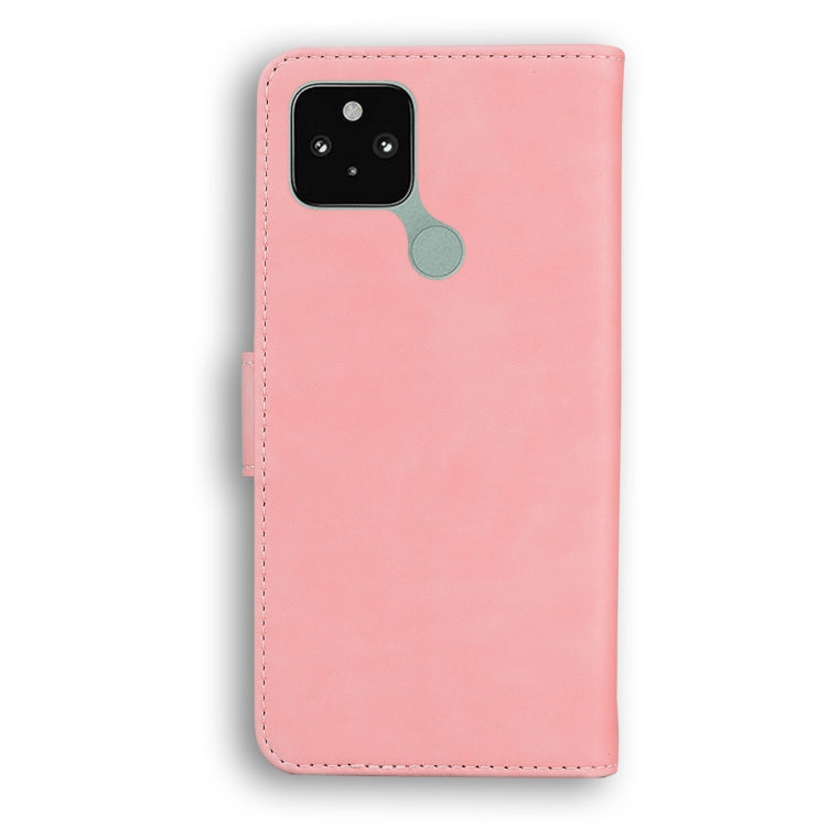 For Google Pixel 5 Skin Feel Pure Color Flip Leather Phone Case
