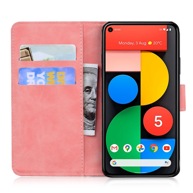 For Google Pixel 5 Skin Feel Pure Color Flip Leather Phone Case