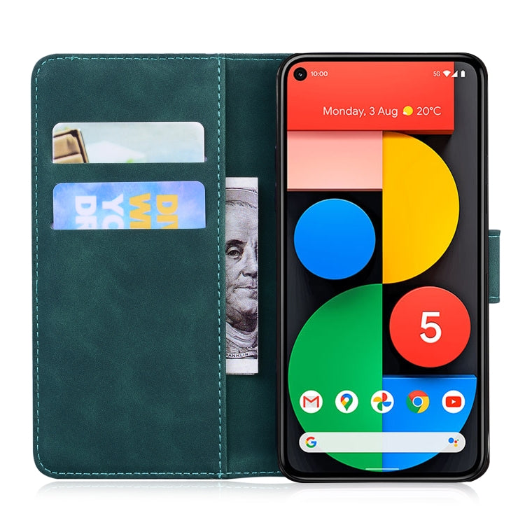 For Google Pixel 5 Skin Feel Pure Color Flip Leather Phone Case