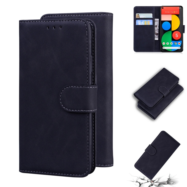 For Google Pixel 5 Skin Feel Pure Color Flip Leather Phone Case