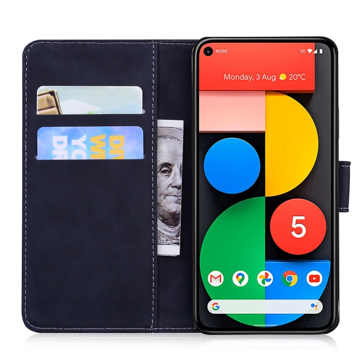 For Google Pixel 5 Skin Feel Pure Color Flip Leather Phone Case