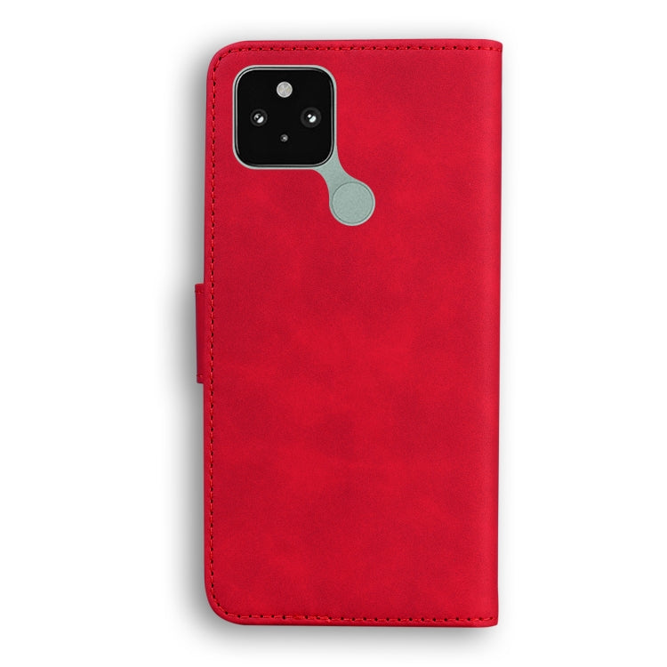 For Google Pixel 5 Skin Feel Pure Color Flip Leather Phone Case