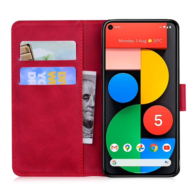 For Google Pixel 5 Skin Feel Pure Color Flip Leather Phone Case