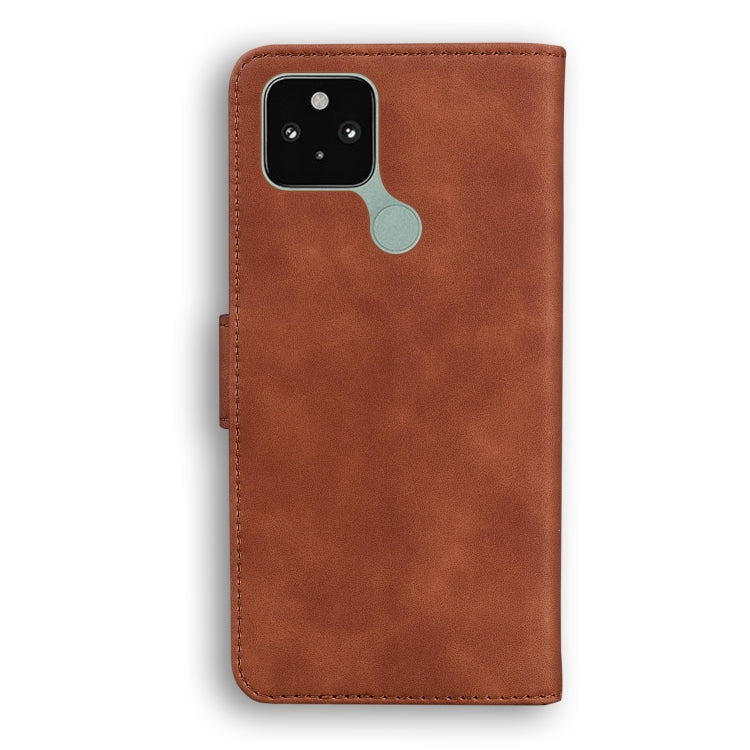 For Google Pixel 5 Skin Feel Pure Color Flip Leather Phone Case