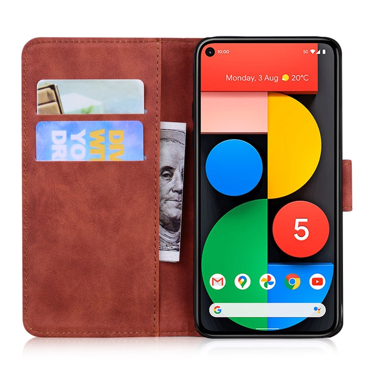 For Google Pixel 5 Skin Feel Pure Color Flip Leather Phone Case