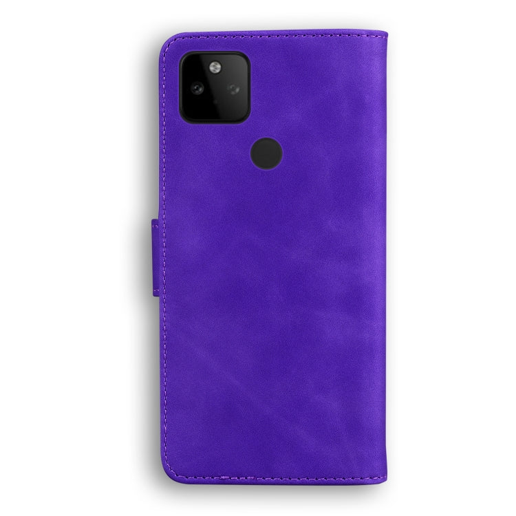 For Google Pixel 5a Skin Feel Pure Color Flip Leather Phone Case