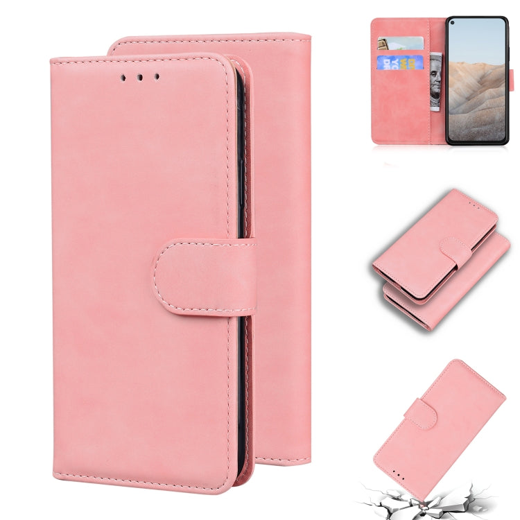 For Google Pixel 5a Skin Feel Pure Color Flip Leather Phone Case