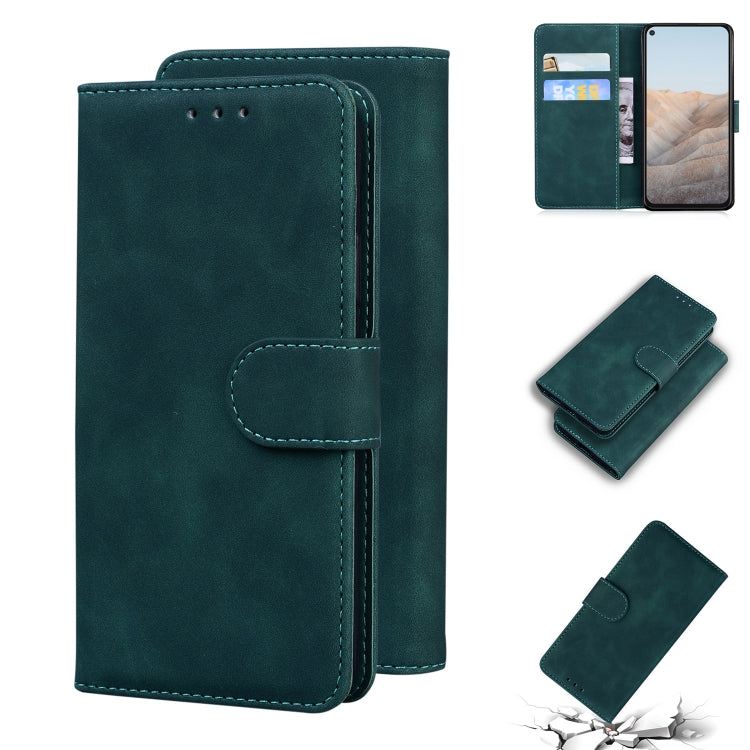 For Google Pixel 5a Skin Feel Pure Color Flip Leather Phone Case