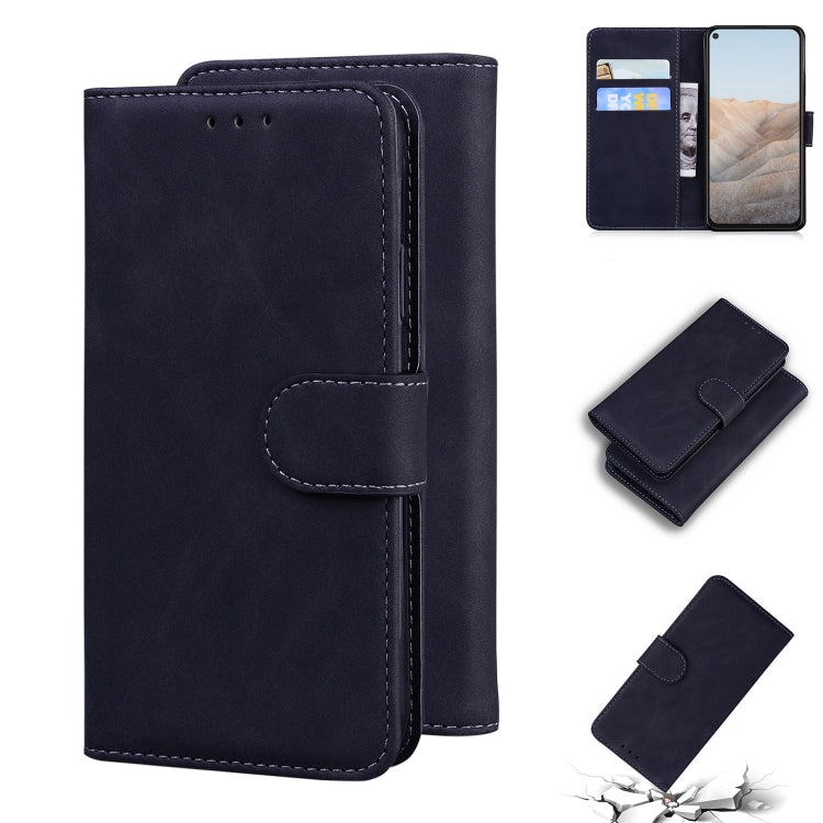 For Google Pixel 5a Skin Feel Pure Color Flip Leather Phone Case