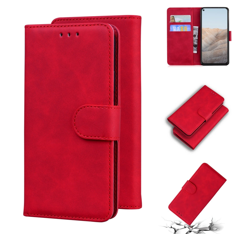 For Google Pixel 5a Skin Feel Pure Color Flip Leather Phone Case