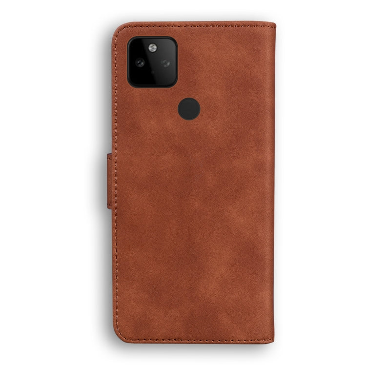 For Google Pixel 5a Skin Feel Pure Color Flip Leather Phone Case