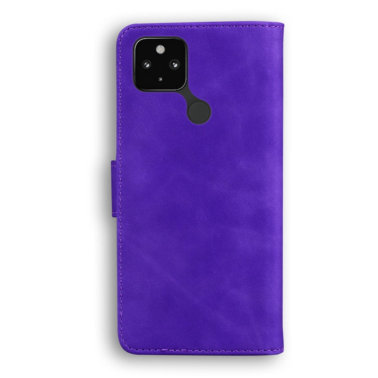 For Google Pixel 5 XL / 4a 5G Skin Feel Pure Color Flip Leather Phone Case