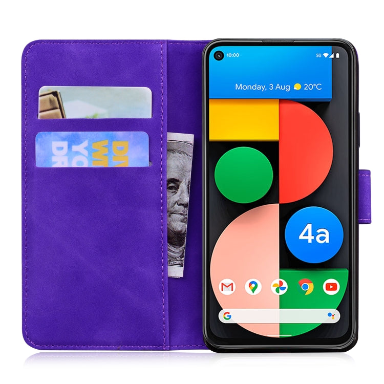 For Google Pixel 5 XL / 4a 5G Skin Feel Pure Color Flip Leather Phone Case
