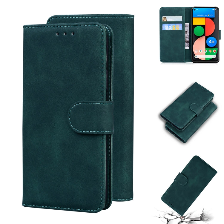 For Google Pixel 5 XL / 4a 5G Skin Feel Pure Color Flip Leather Phone Case