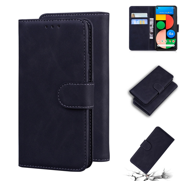 For Google Pixel 5 XL / 4a 5G Skin Feel Pure Color Flip Leather Phone Case