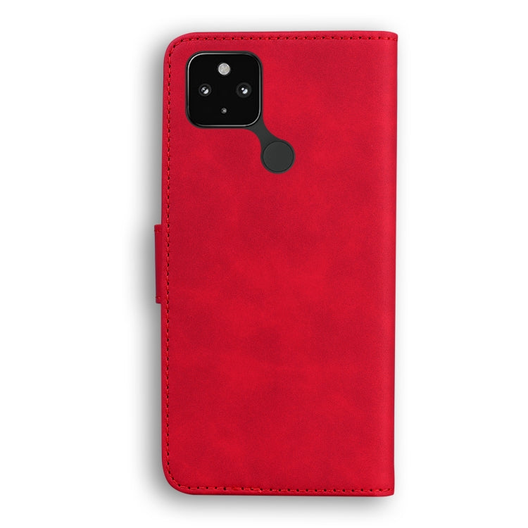 For Google Pixel 5 XL / 4a 5G Skin Feel Pure Color Flip Leather Phone Case