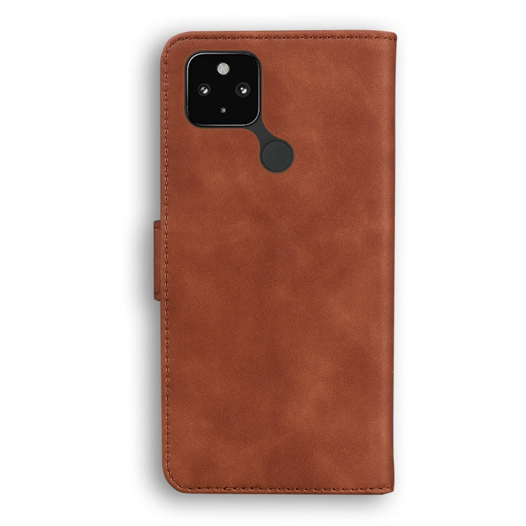 For Google Pixel 5 XL / 4a 5G Skin Feel Pure Color Flip Leather Phone Case