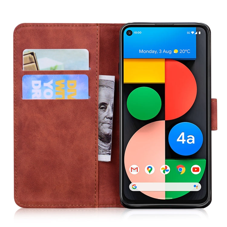 For Google Pixel 5 XL / 4a 5G Skin Feel Pure Color Flip Leather Phone Case