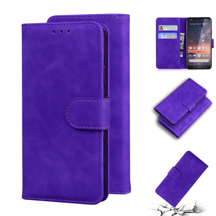 For Nokia 3.2 Skin Feel Pure Color Flip Leather Phone Case