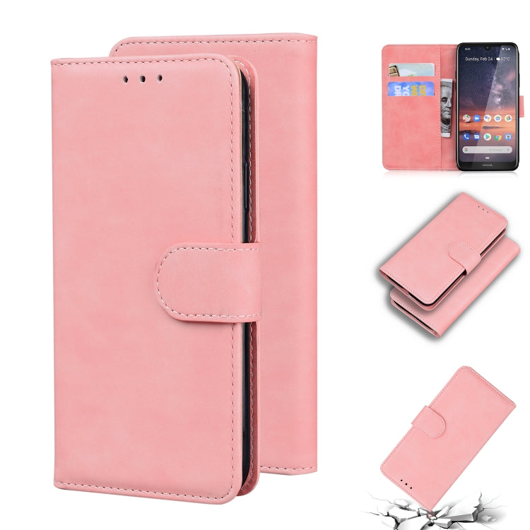 For Nokia 3.2 Skin Feel Pure Color Flip Leather Phone Case