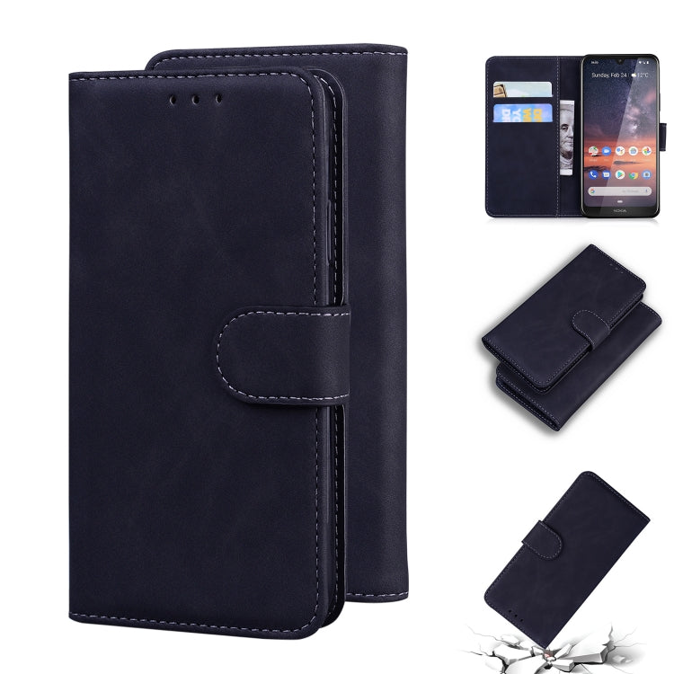 For Nokia 3.2 Skin Feel Pure Color Flip Leather Phone Case