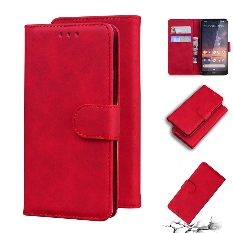 For Nokia 3.2 Skin Feel Pure Color Flip Leather Phone Case
