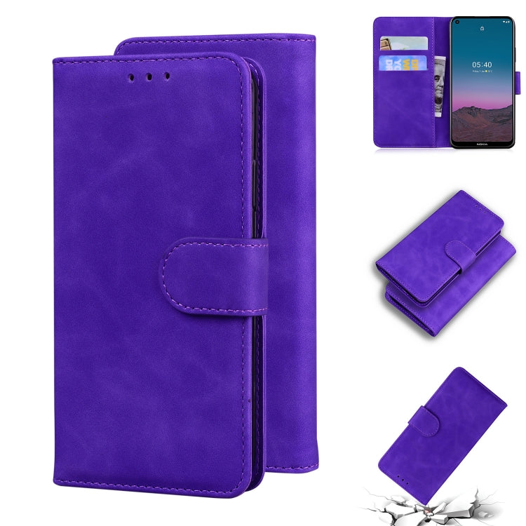 For Nokia 5.4 Skin Feel Pure Color Flip Leather Phone Case