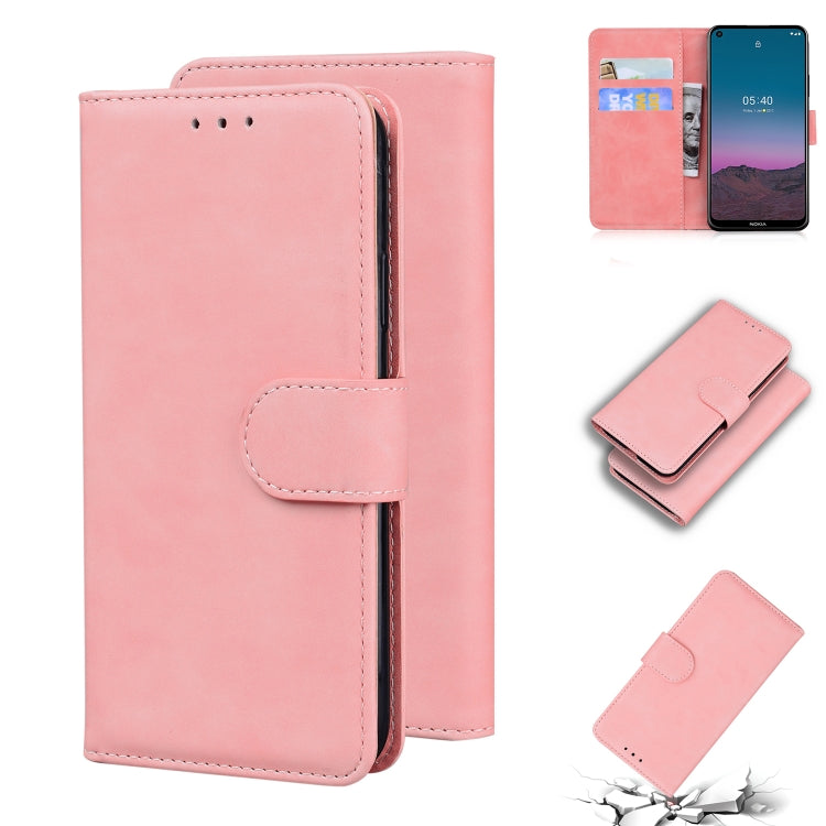 For Nokia 5.4 Skin Feel Pure Color Flip Leather Phone Case