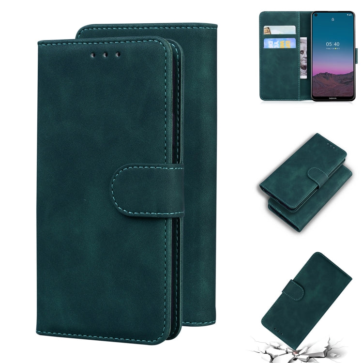 For Nokia 5.4 Skin Feel Pure Color Flip Leather Phone Case