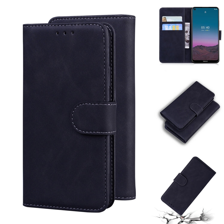 For Nokia 5.4 Skin Feel Pure Color Flip Leather Phone Case