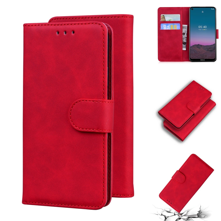 For Nokia 5.4 Skin Feel Pure Color Flip Leather Phone Case