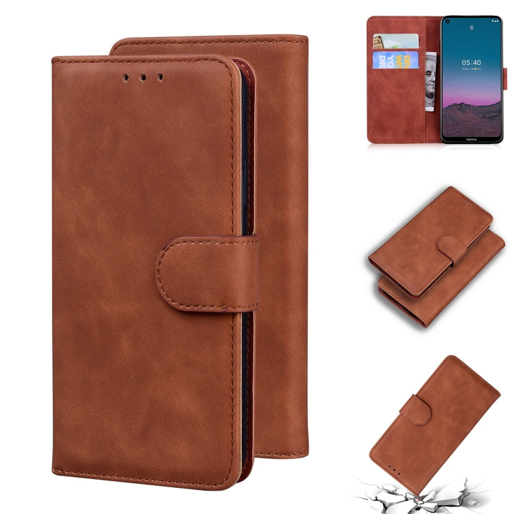 For Nokia 5.4 Skin Feel Pure Color Flip Leather Phone Case