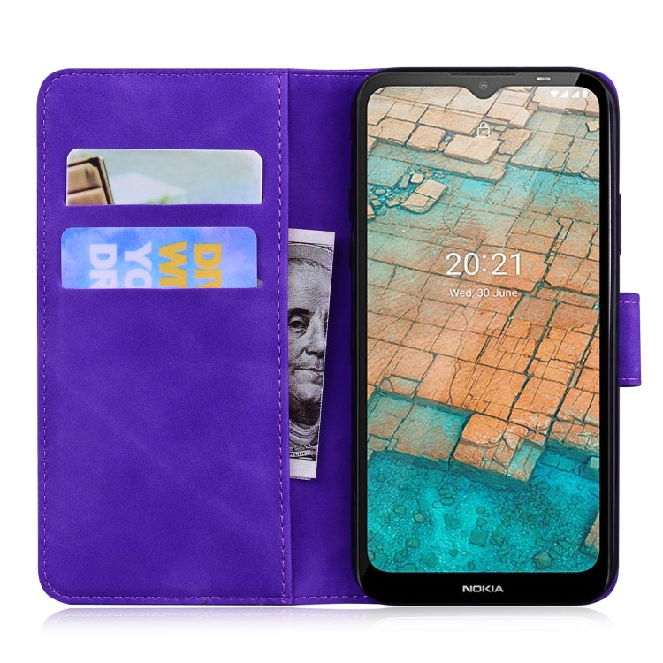 For Nokia C20 / C10 Skin Feel Pure Color Flip Leather Phone Case