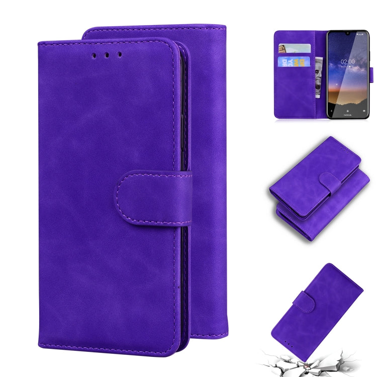 For Nokia 2.2 Skin Feel Pure Color Flip Leather Phone Case