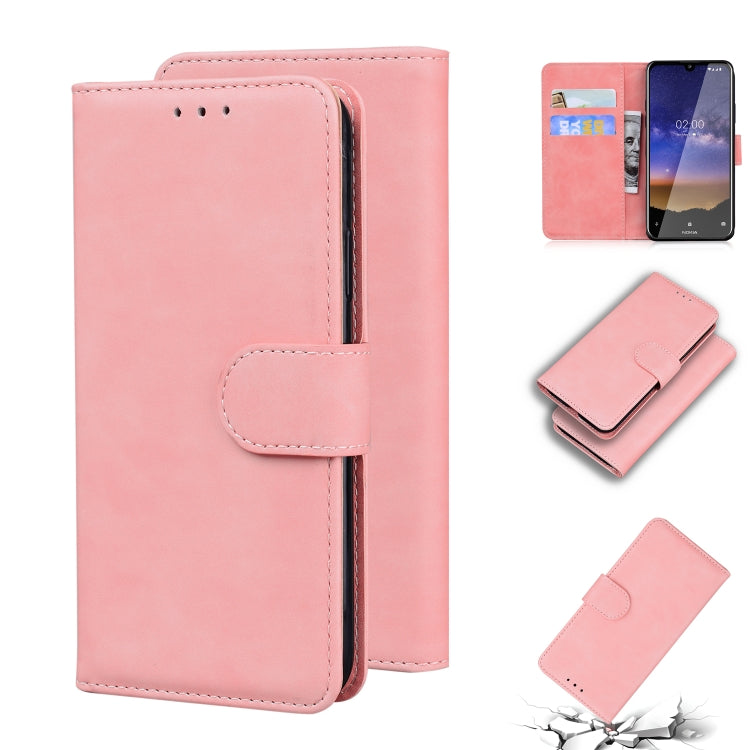 For Nokia 2.2 Skin Feel Pure Color Flip Leather Phone Case