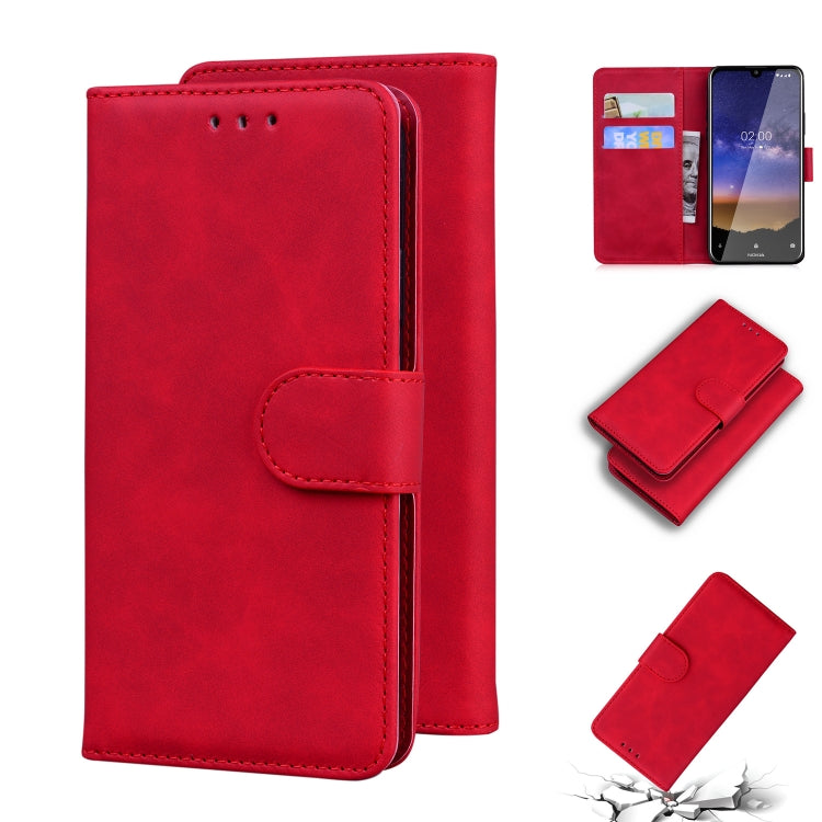 For Nokia 2.2 Skin Feel Pure Color Flip Leather Phone Case