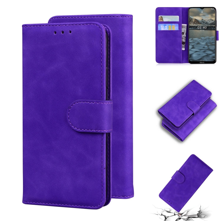For Nokia 2.4 Skin Feel Pure Color Flip Leather Phone Case