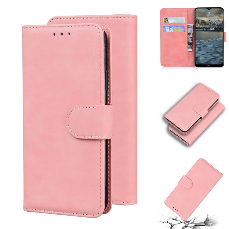 For Nokia 2.4 Skin Feel Pure Color Flip Leather Phone Case